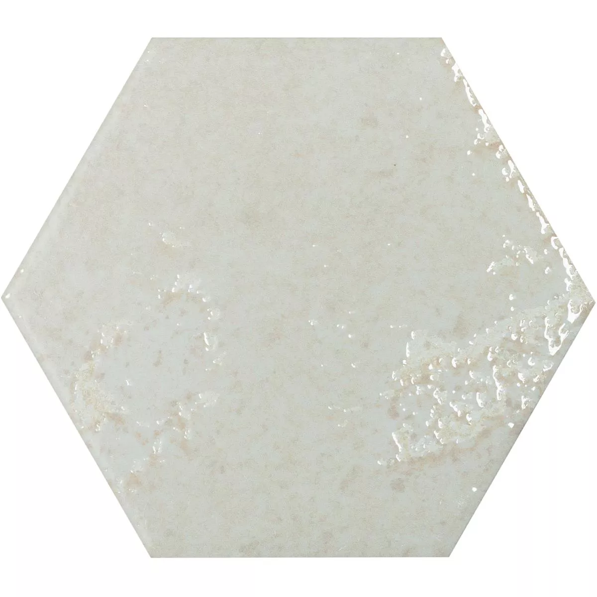 Wandfliesen Lara Glänzend Gewellt 13x15cm Hexagon Weiß