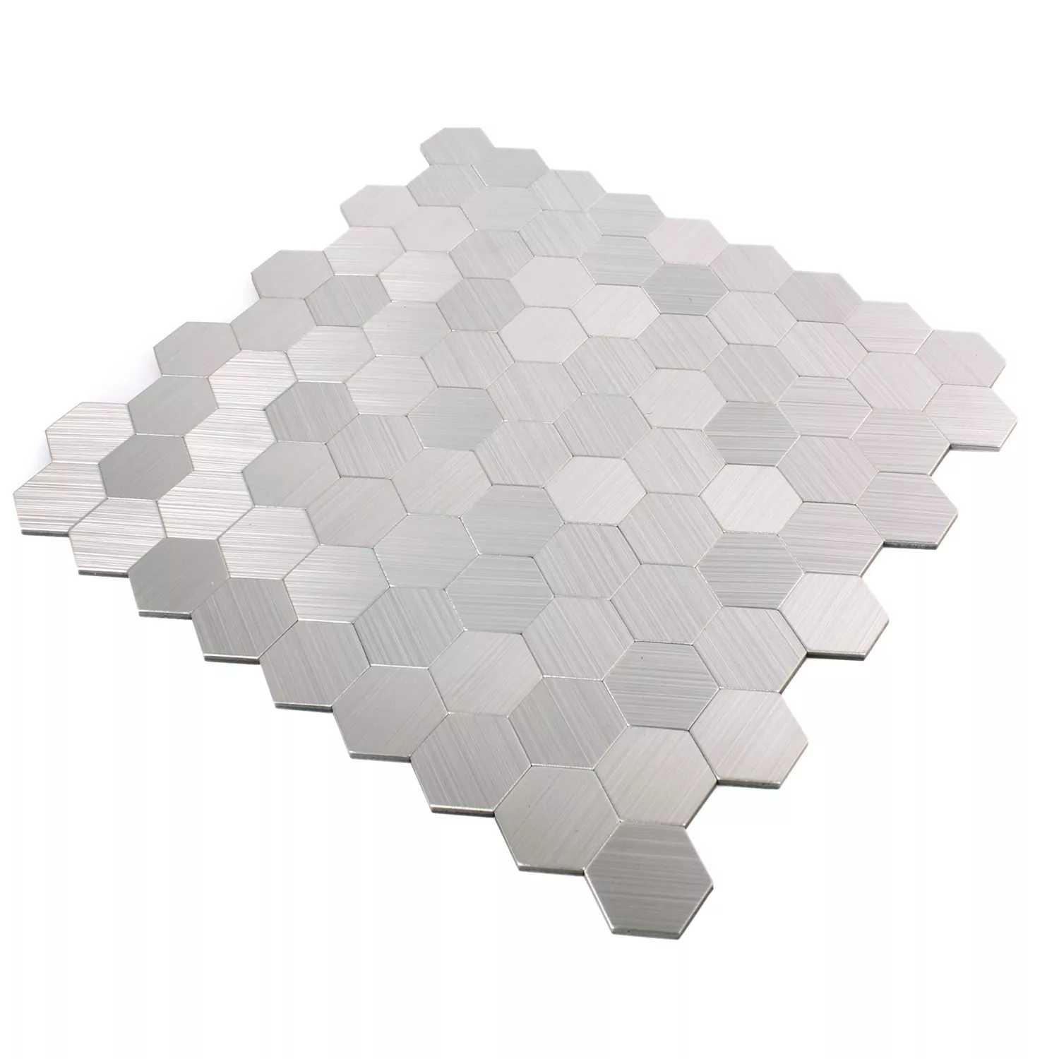 Mosaikfliesen Metall Selbstklebend Mikros Silber Hexagon