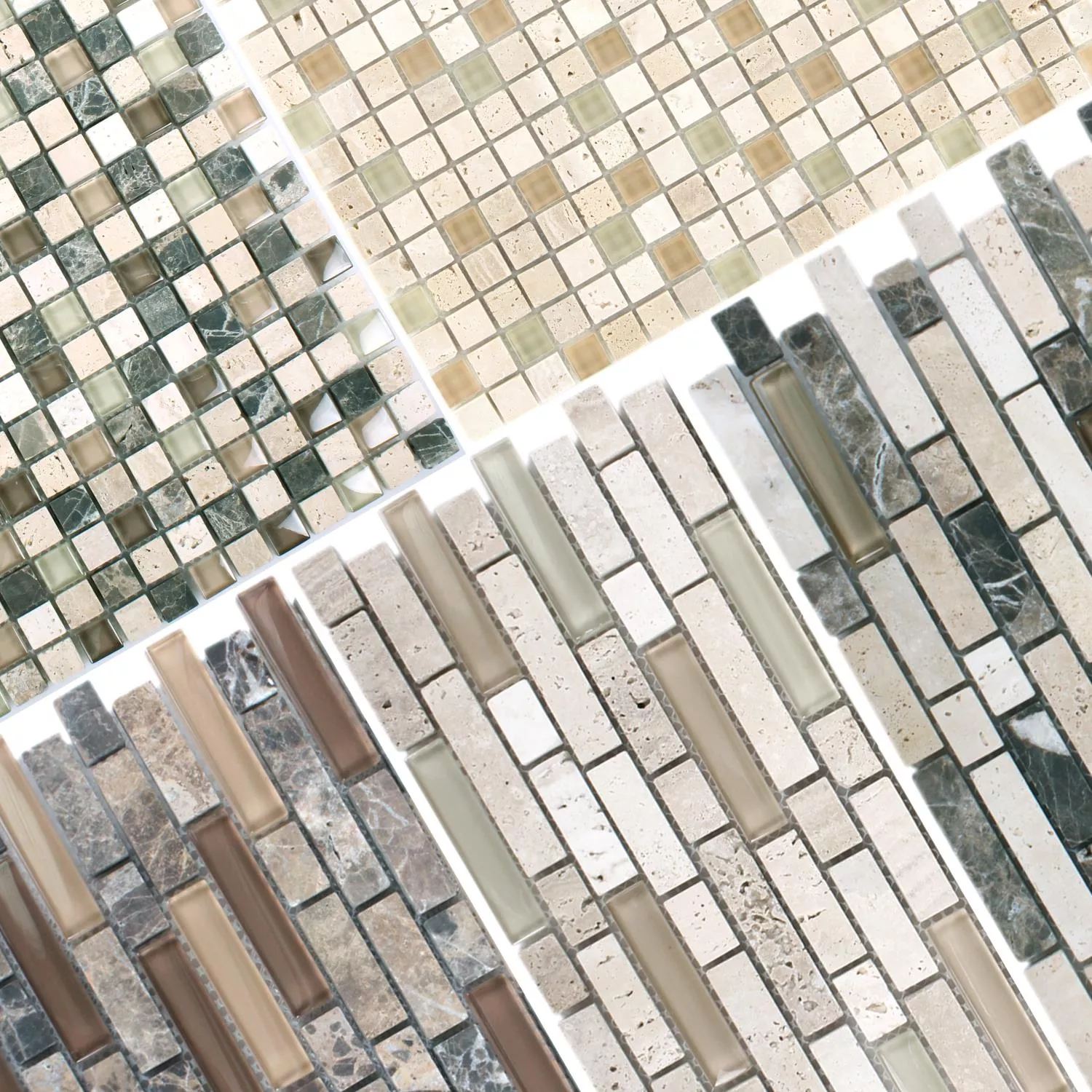 Muster von Mosaikfliesen Milos Glas Naturstein Mix
