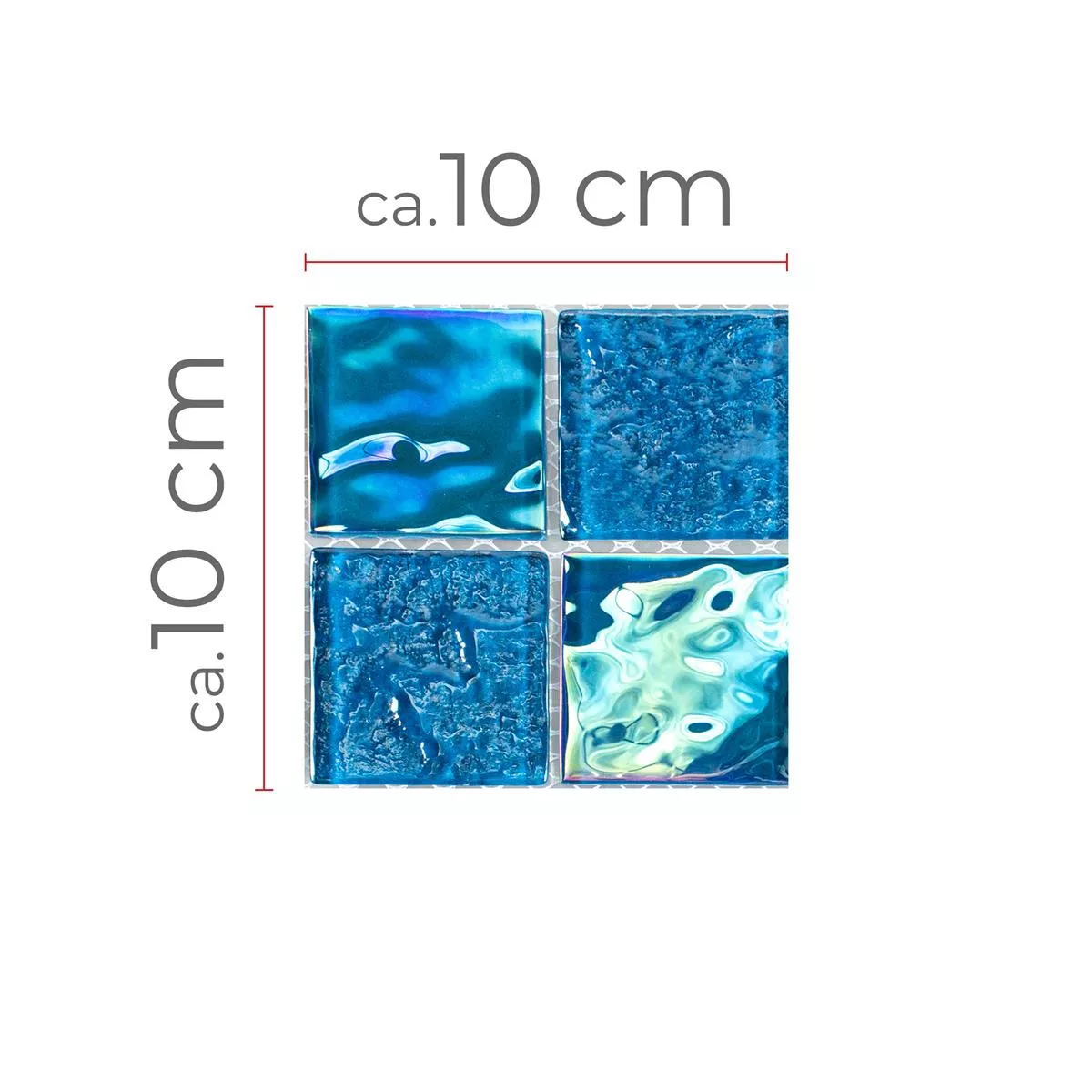 Muster von Glasmosaik Fliesen Perlmutt Effekt Carlos Blau 48