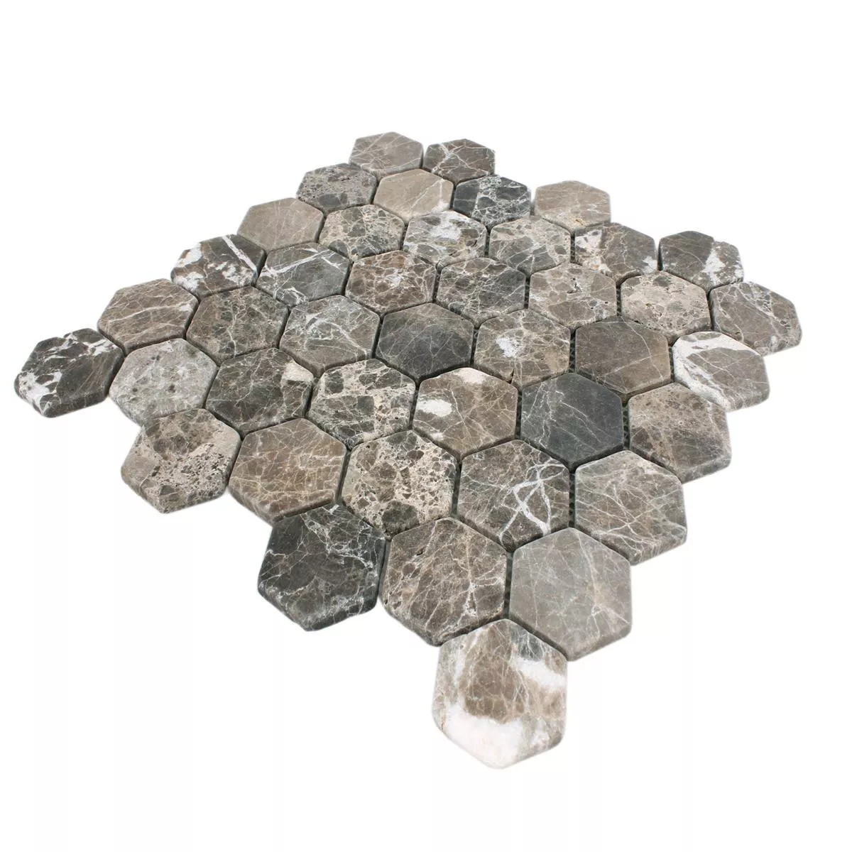 Mosaikfliesen Marmor Tarsus Hexagon Emprador