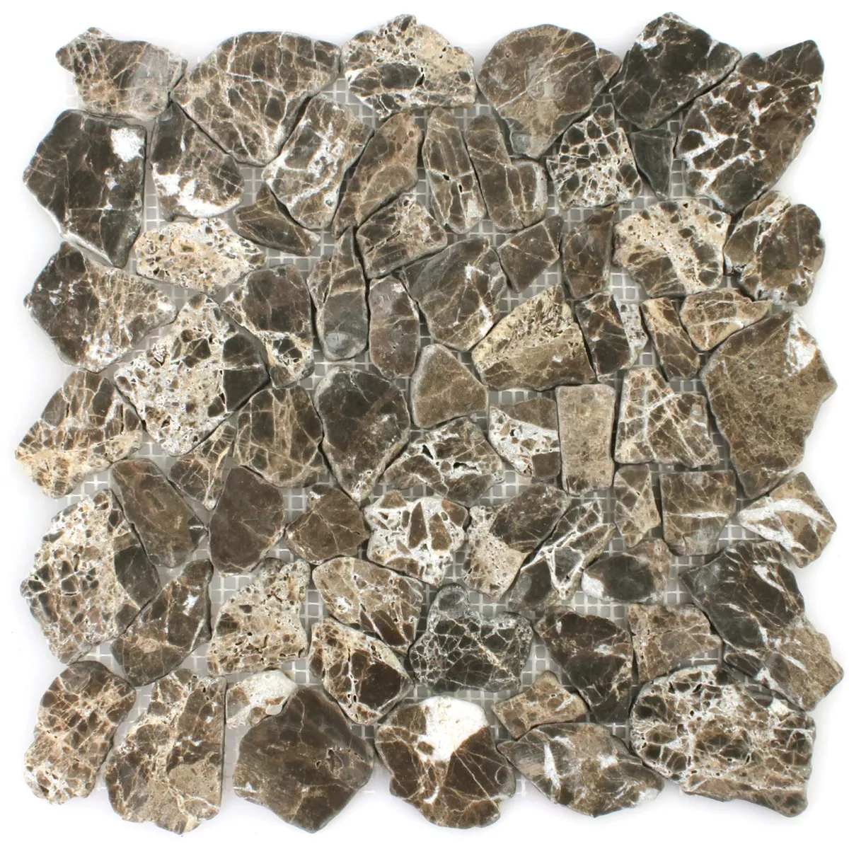 Muster von Mosaikfliesen Marmor Bruch Impala Braun Geflammt