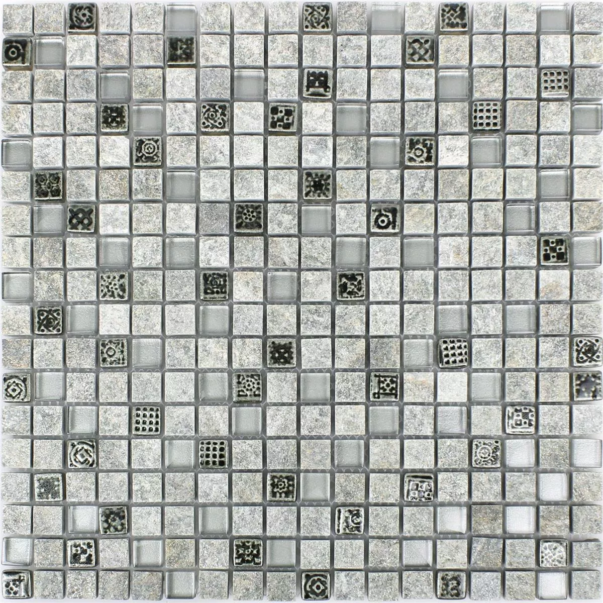 Glas Naturstein Resin Mosaikfliesen Zimtente Grau