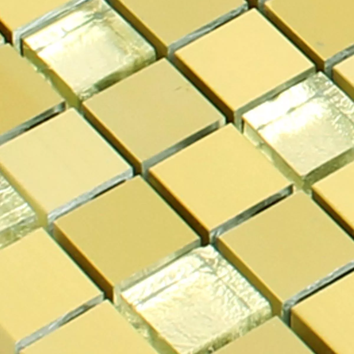 Muster von Mosaikfliesen Lissabon Aluminium Glas Mix Gold