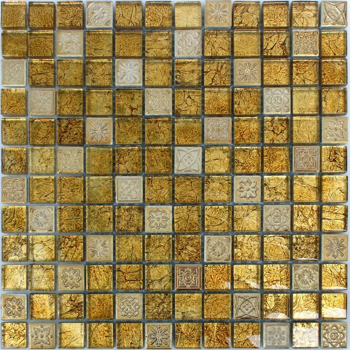 Mosaikfliesen Glas Naturstein Coloniale Gold