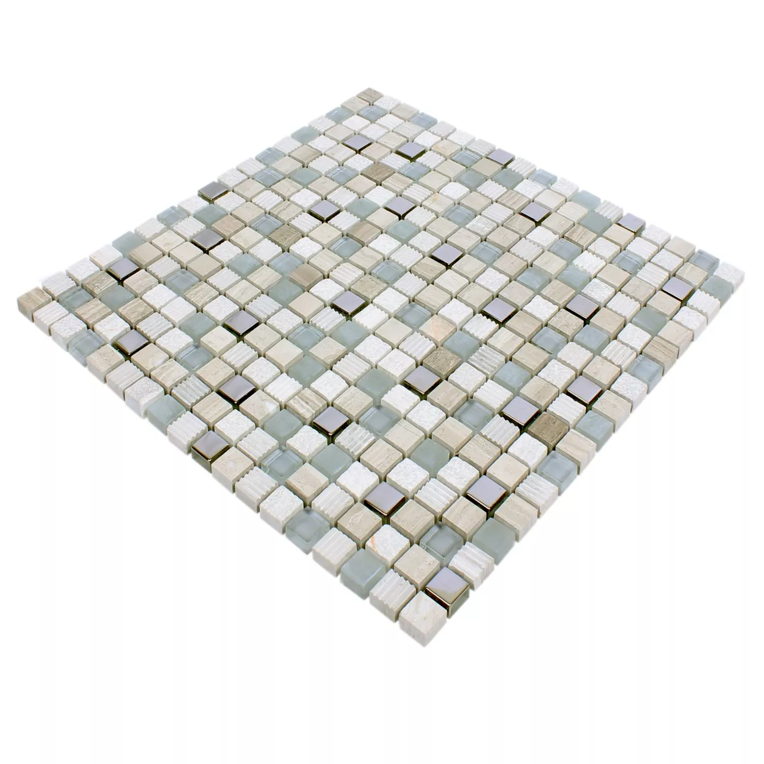 Muster von Mosaikfliesen Venzona Hellgrau Silber