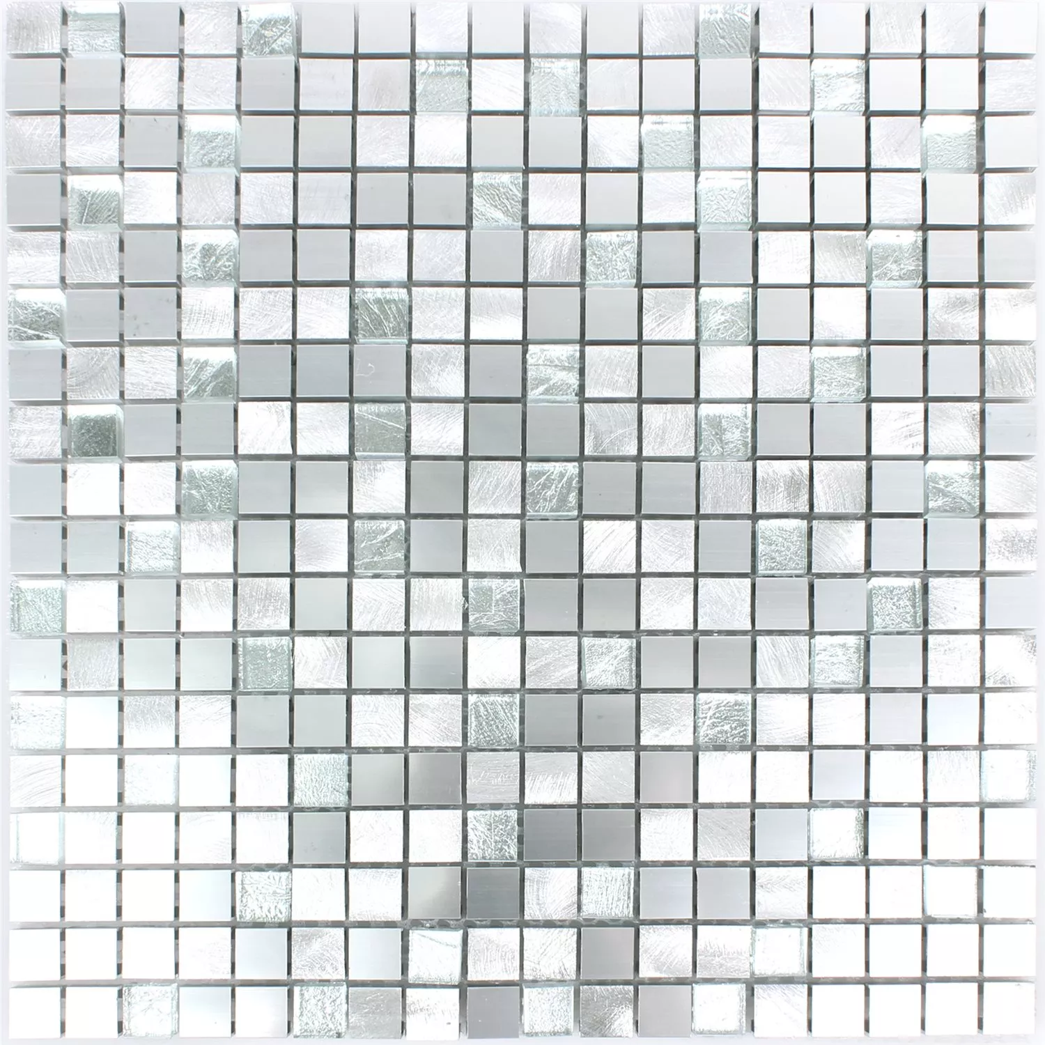 Mosaikfliesen Lissabon Aluminium Glas Mix Silber