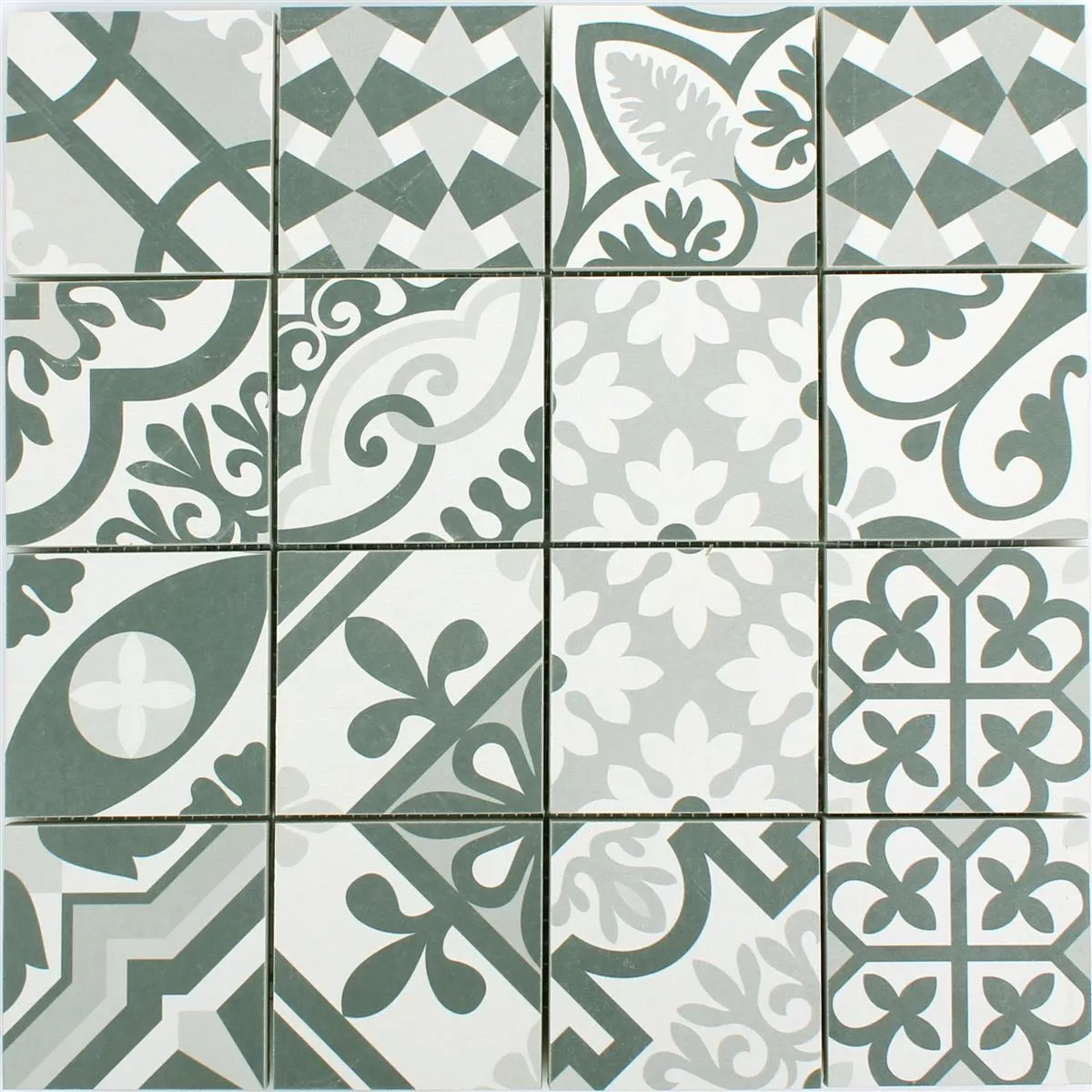 Muster von Keramikmosaik Retro Fliesen Utopia Schwarz Weiß R10/B