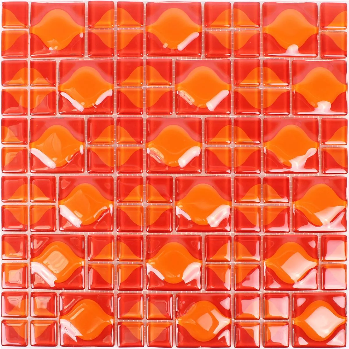 Muster von Glasmosaik Fliesen Nokta Rot Orange 3D