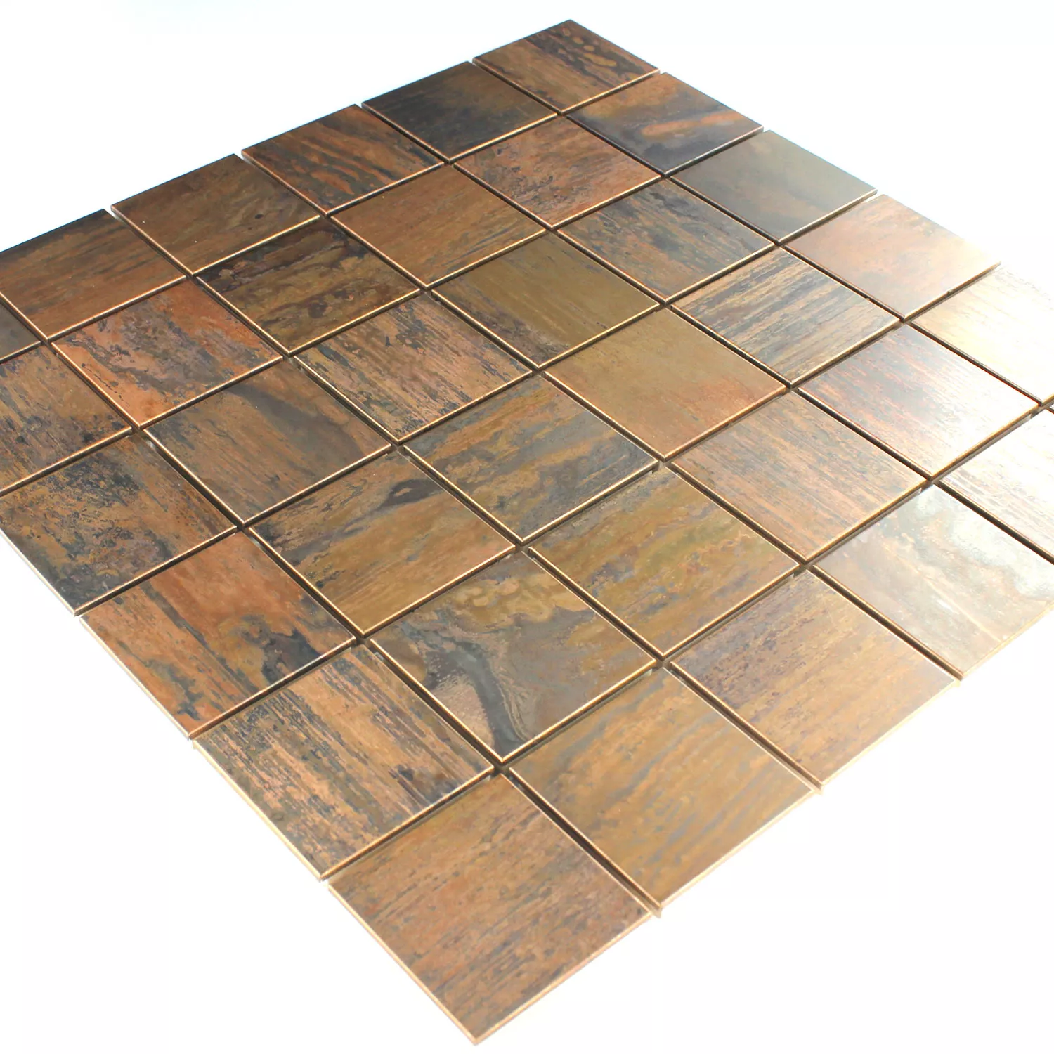 Muster von Mosaikfliesen Kupfer Quadrat 