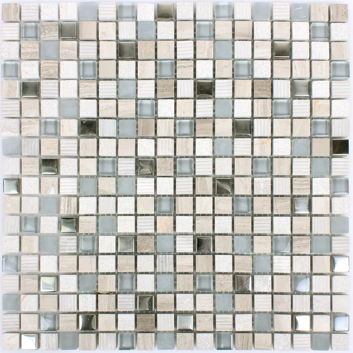 Muster von Mosaikfliesen Venzona Hellgrau Silber