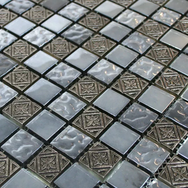 Muster von Mosaikfliesen Glas Marmor Effekt Silver Sail