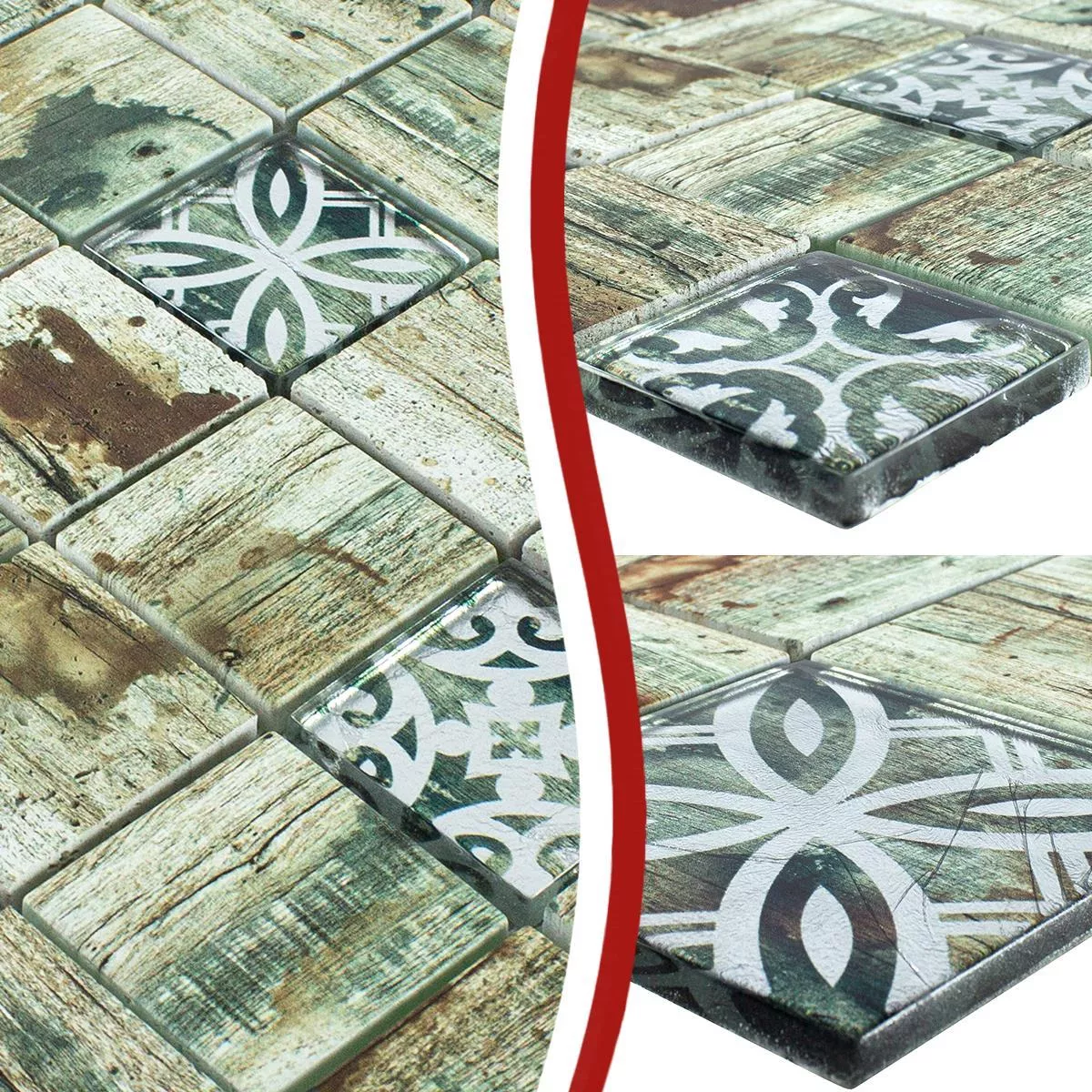Muster von Glasmosaik Fliesen Holzoptik Township Beige Braun