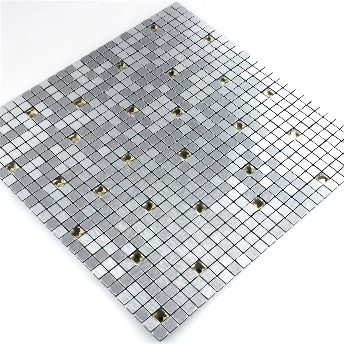 Mosaikfliesen Glas Metall Silber Gold Diamant 10x10x4mm