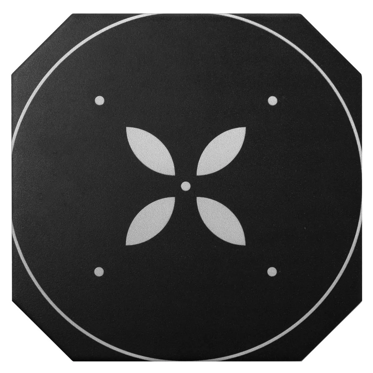 Muster von Feinsteinzeug Fliesen Genexia Schwarz Weiß Decor 2 Octagon 20x20cm