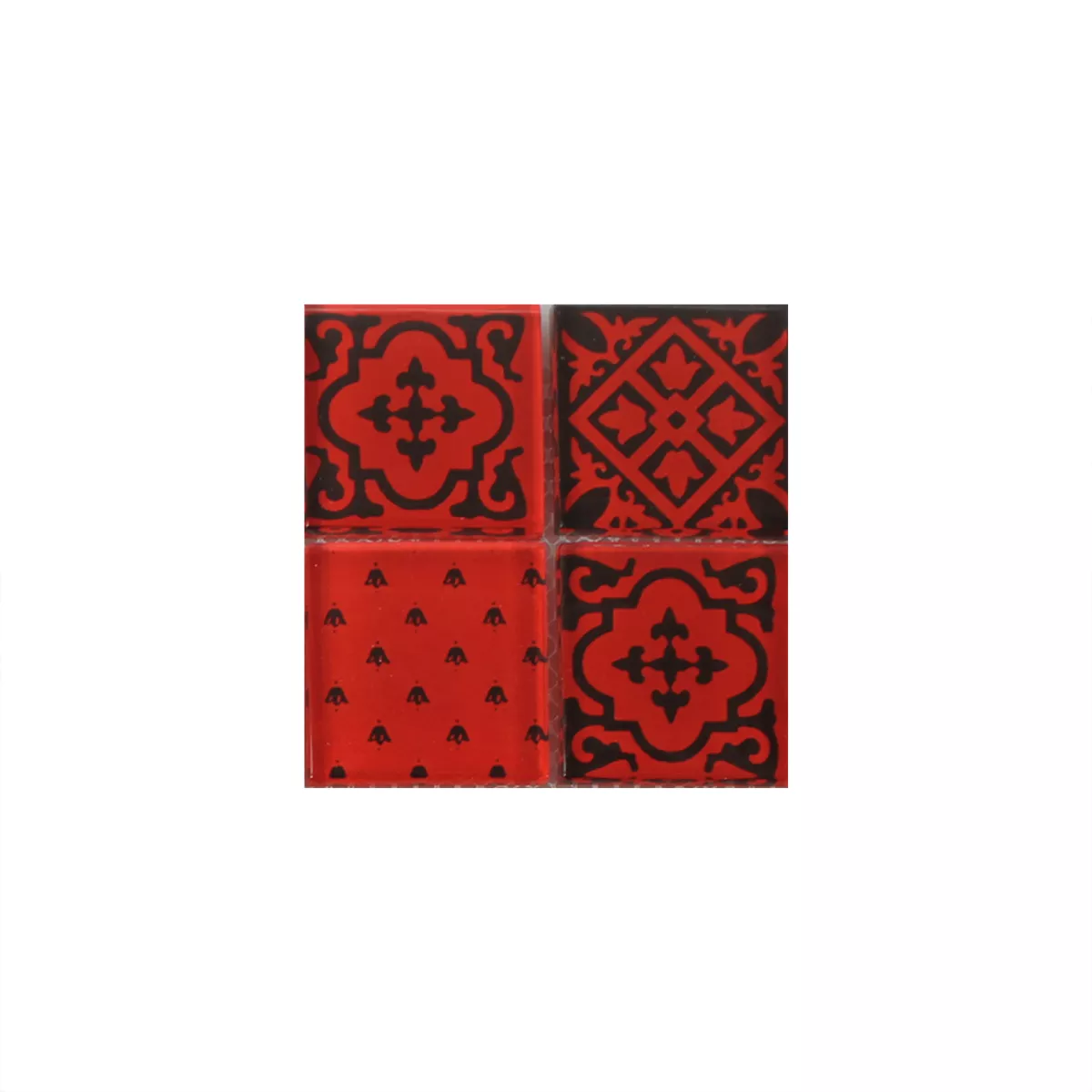 Muster von Mosaikfliesen Glas Barock Ornament Rot