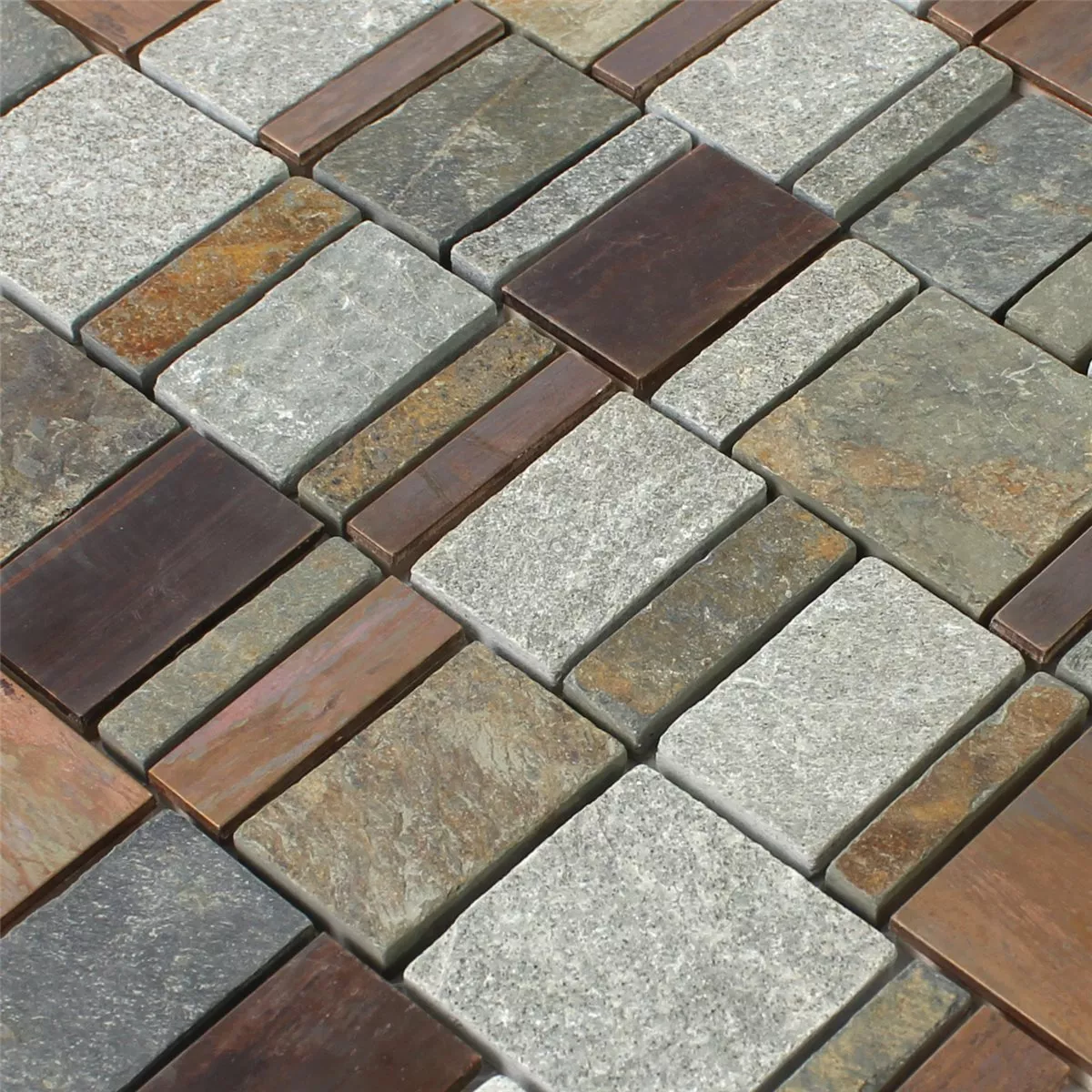 Muster von Naturstein Kupfer Mosaik Metall Mix