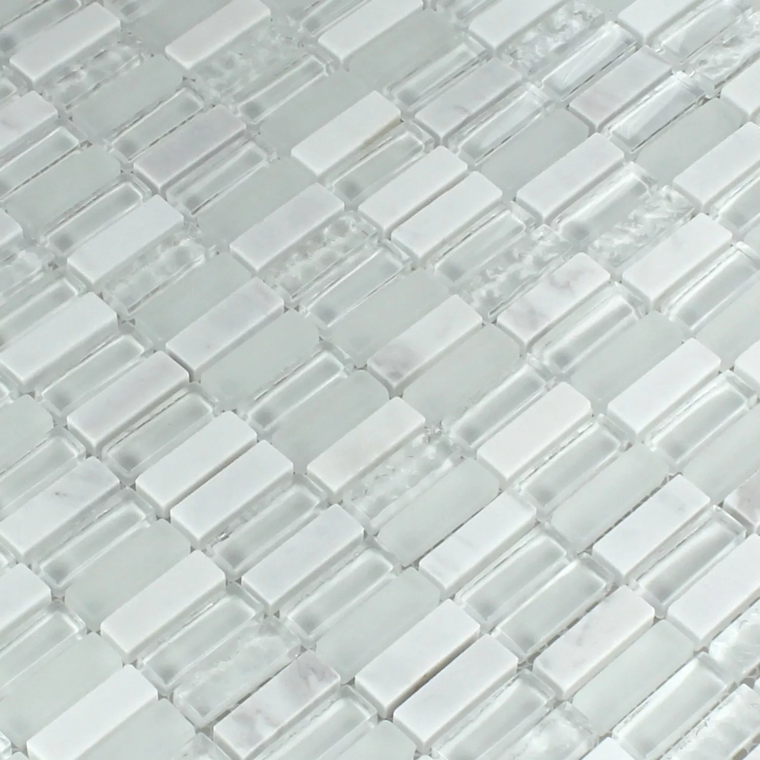 Mosaikfliesen Marmor Weiß Mix 10x30x8mm