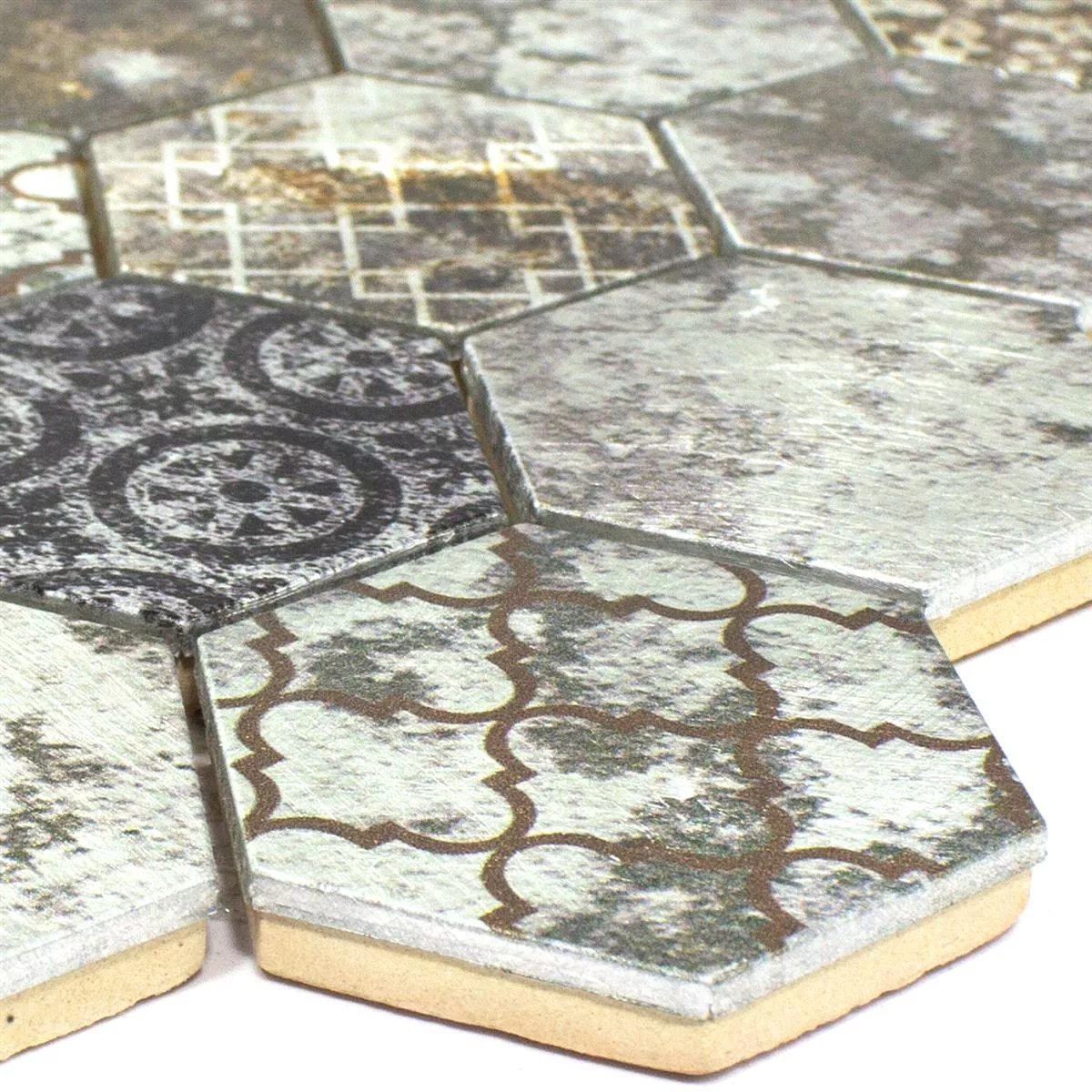 Mosaikfliese Rixos Grau Silber Braun