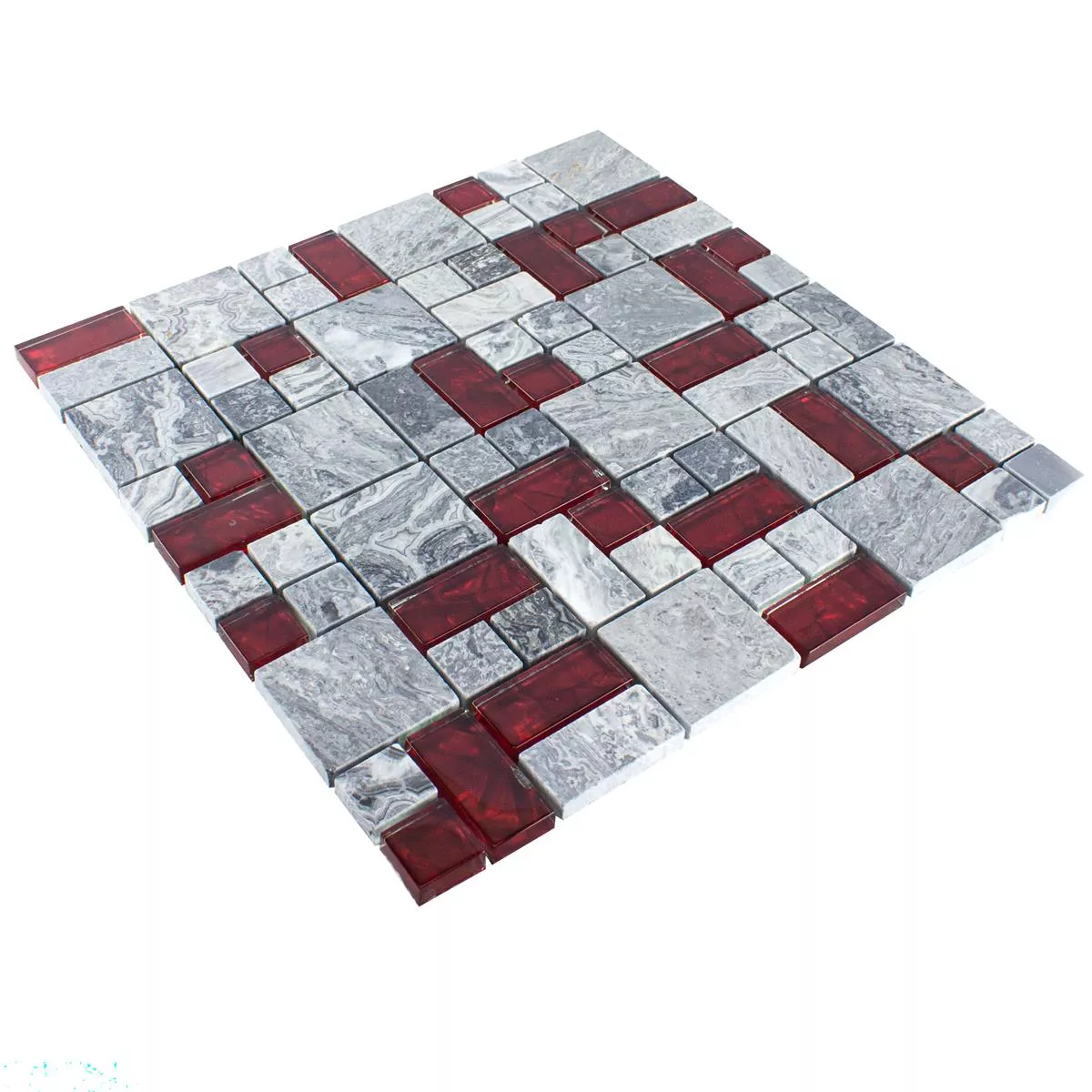 Muster von Glas Naturstein Mosaik Fliesen Sinop Grau Rot 2 Mix