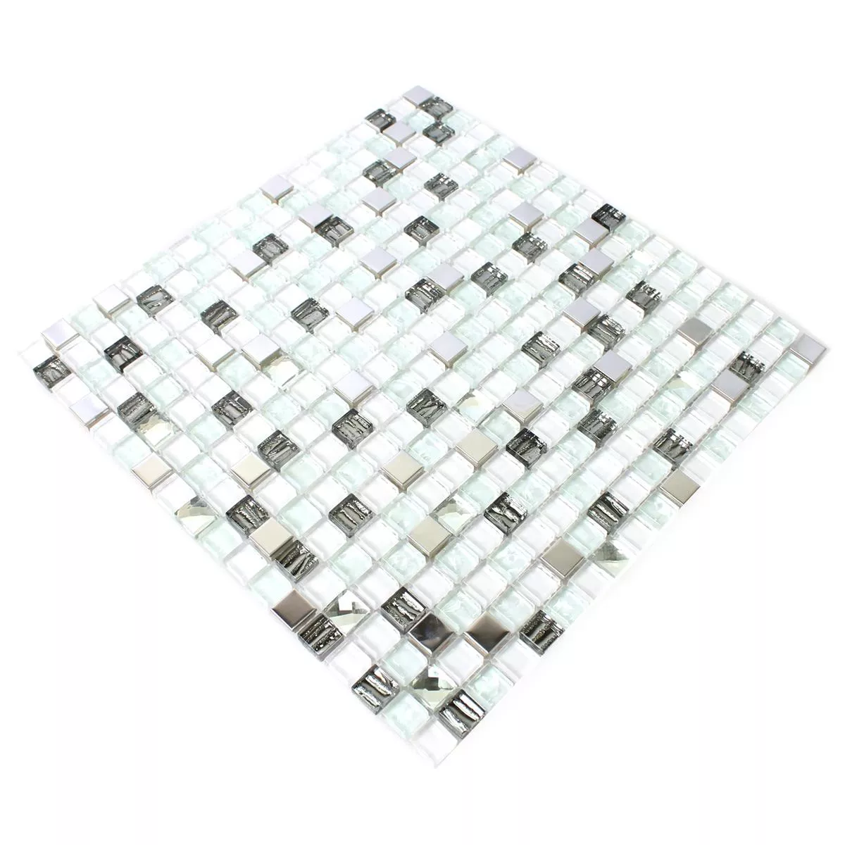 Glas Edelstahl Mosaikfliesen Admont Weiss 15
