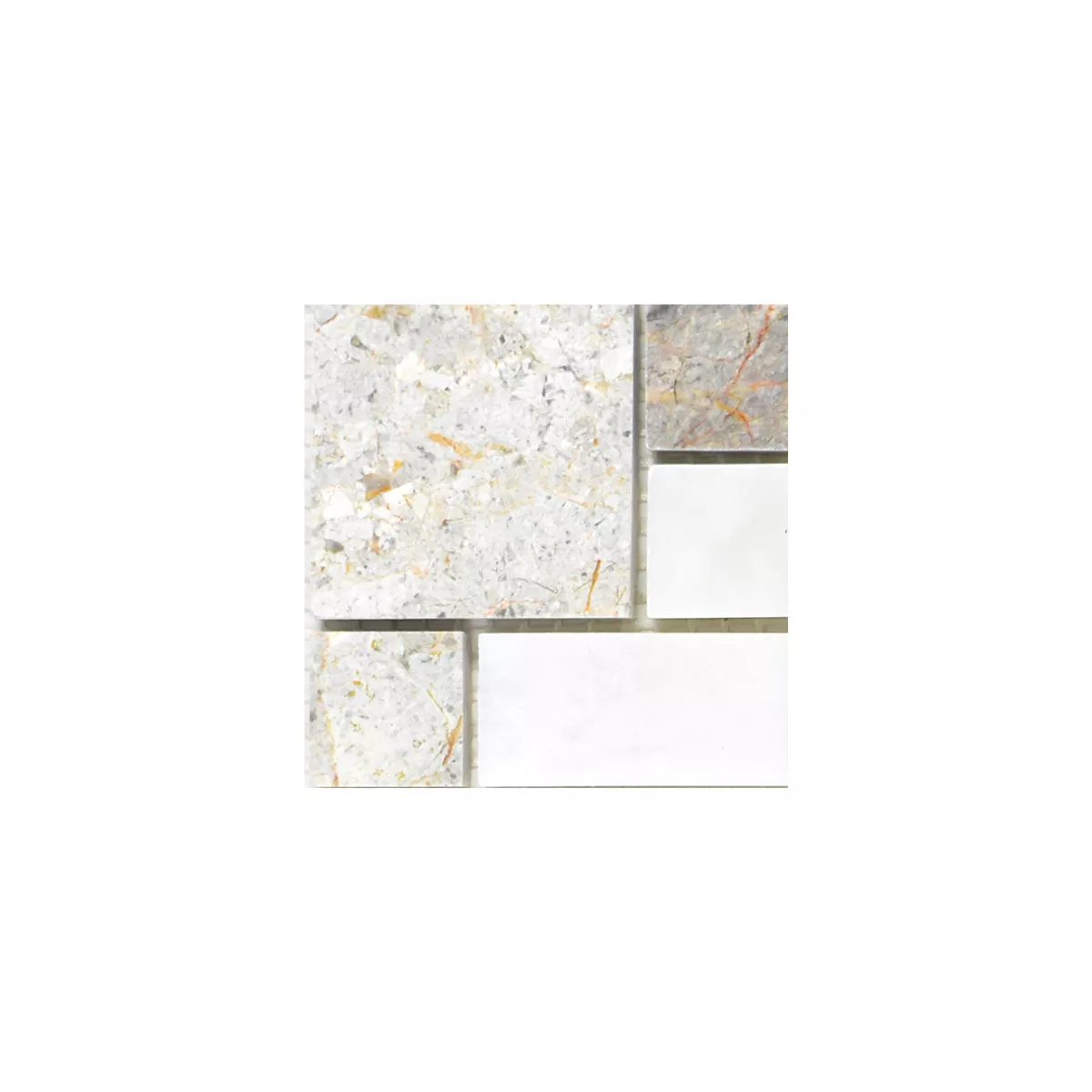 Muster von Marmor Naturstein Mosaik Fliesen Cordoba Hellgrau Weiß