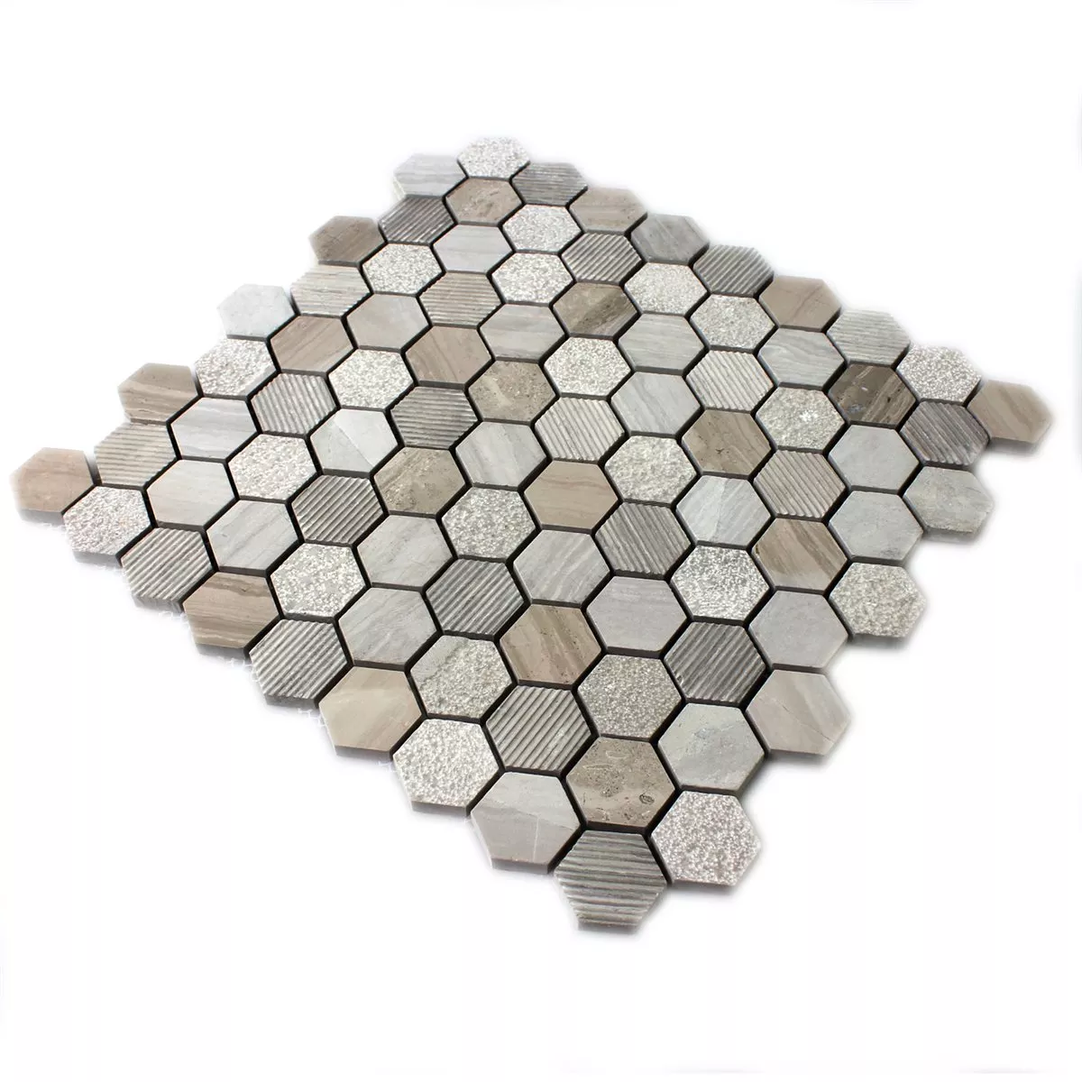 Mosaikfliesen Hexagon Naturstein Mocca Braun