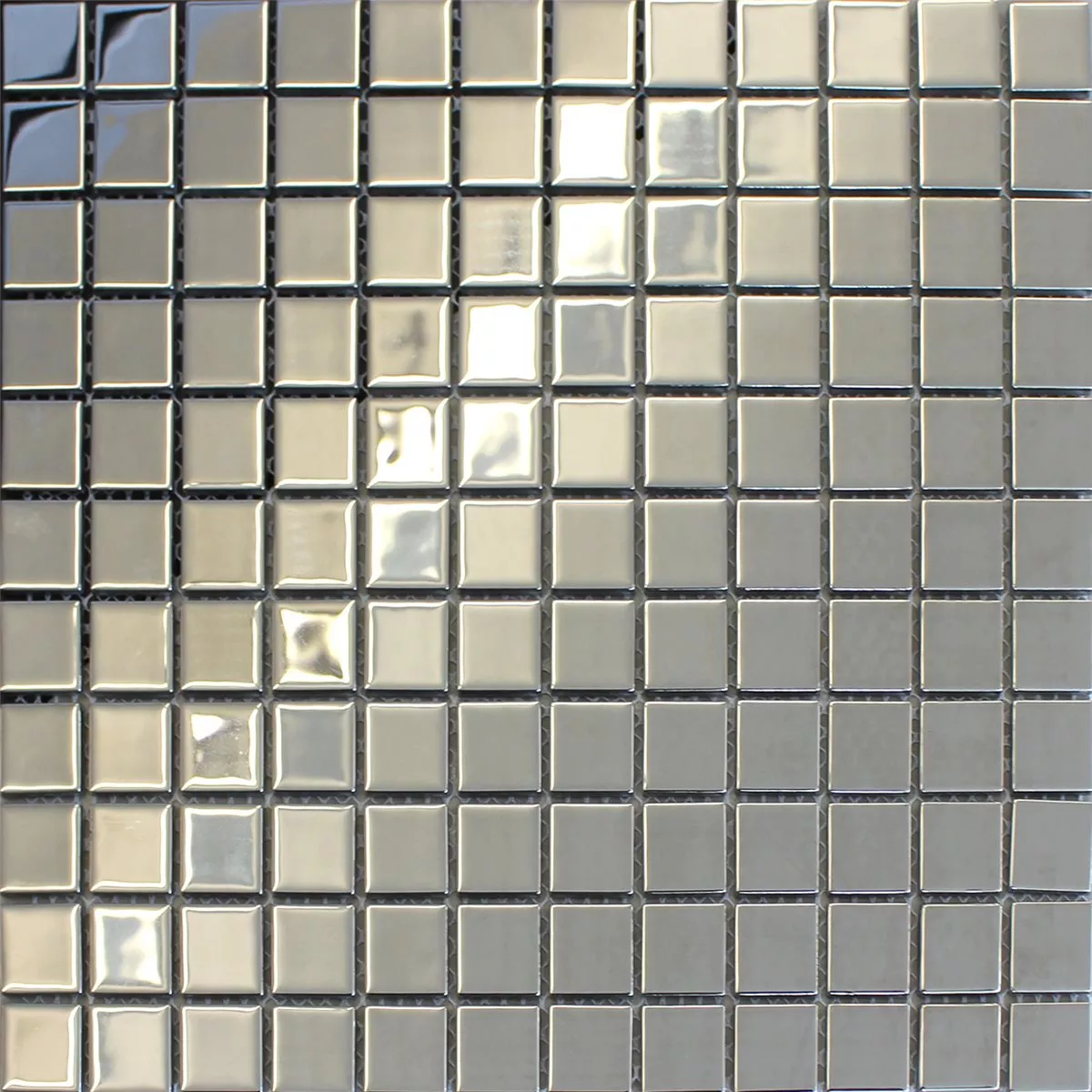 Glasmosaik Fliesen Silber Uni 25x25x4mm