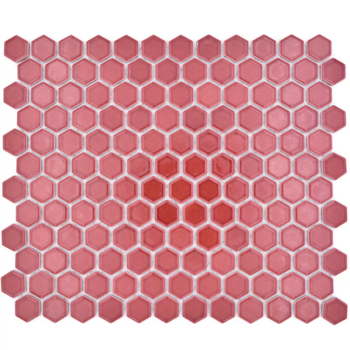 Muster von Keramikmosaik Salomon Hexagon Bordeaux Rot H23