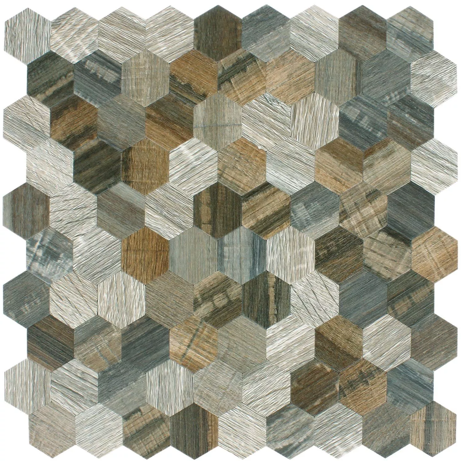 Mosaikfliesen Holzoptik Metall Hexagon Selbstklebend Morelia