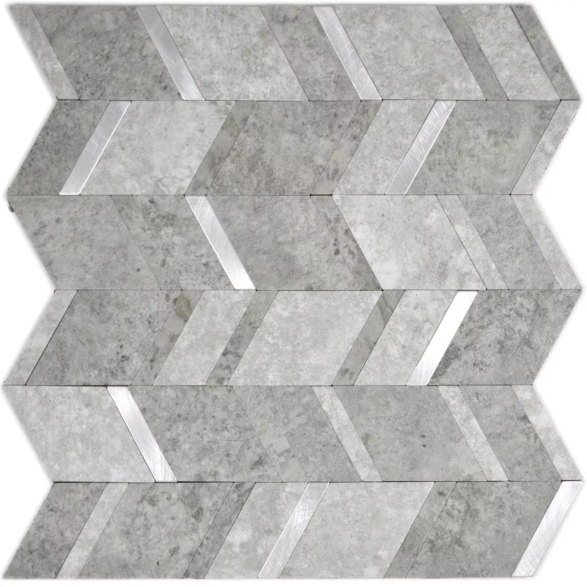 Muster von Vinyl Mosaikfliesen Meridian Steinoptik Grau Silber