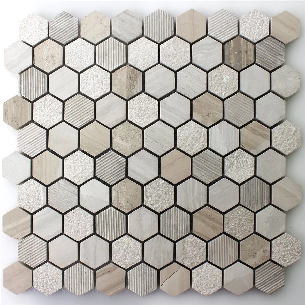 Mosaikfliesen Hexagon Naturstein Beige Braun