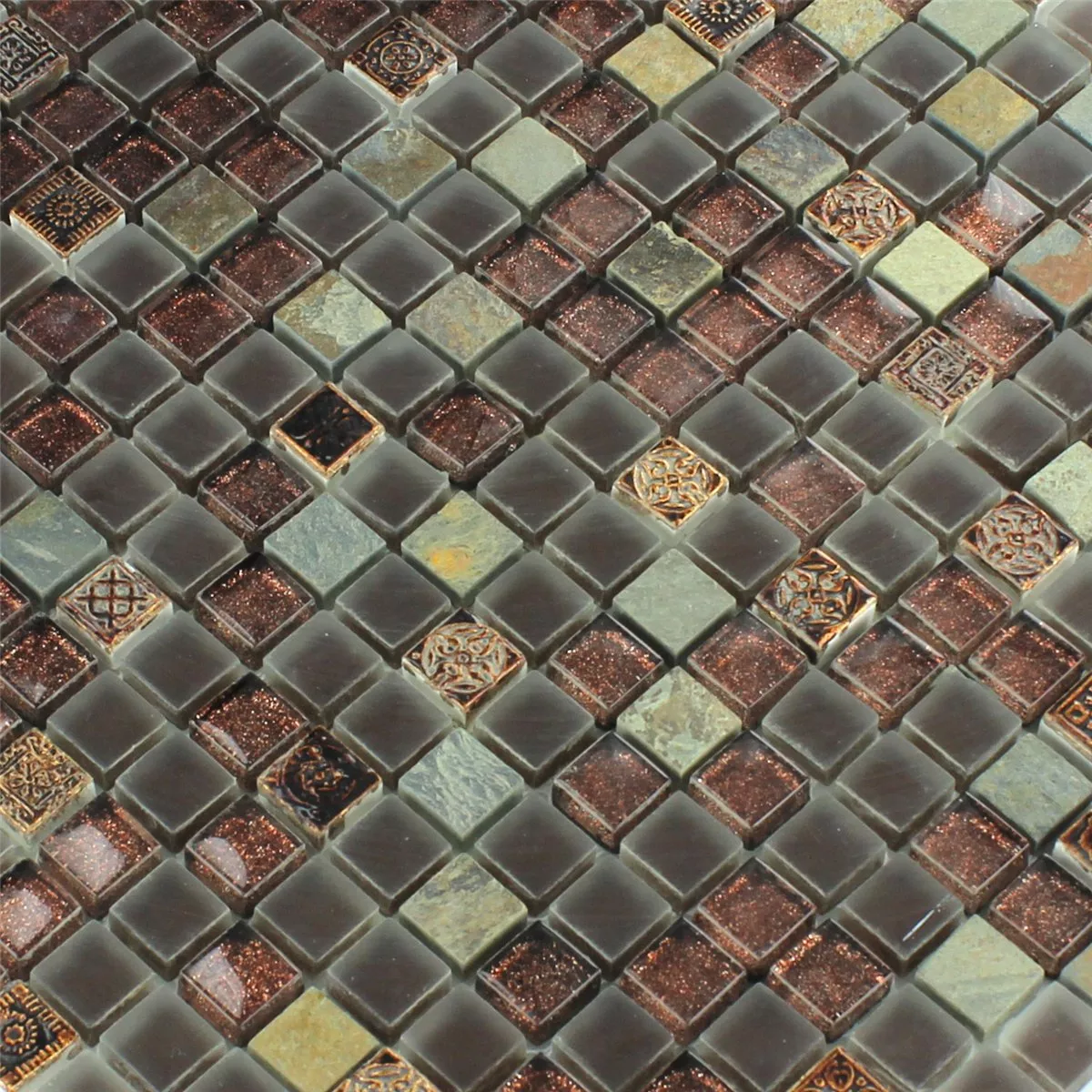 Muster von Glas Kalkstein Quarzit Mosaik Fliesen Glitzer 