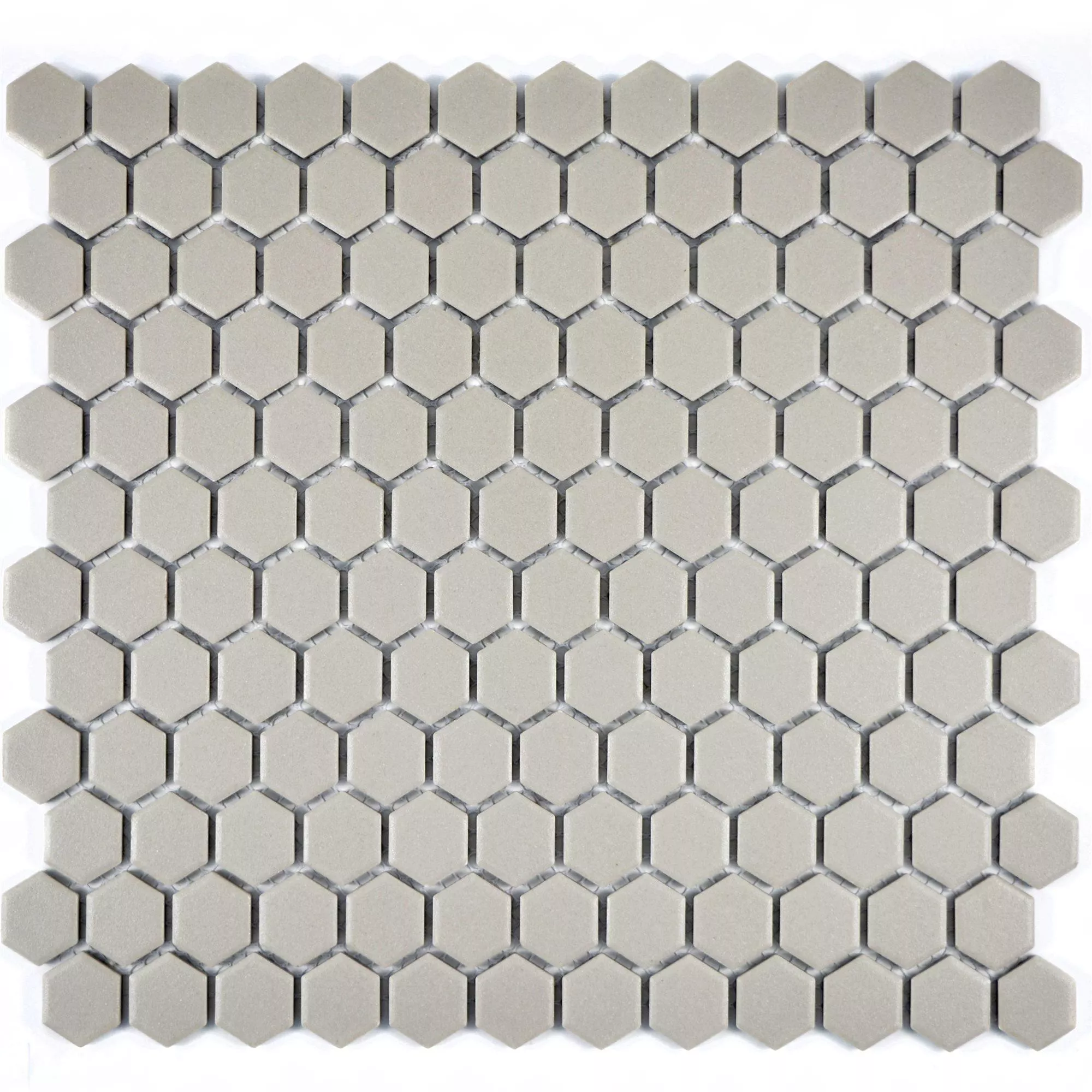 Keramik Mosaikfliesen Hexagon Zeinal Unglasiert Hellgrau R10B
