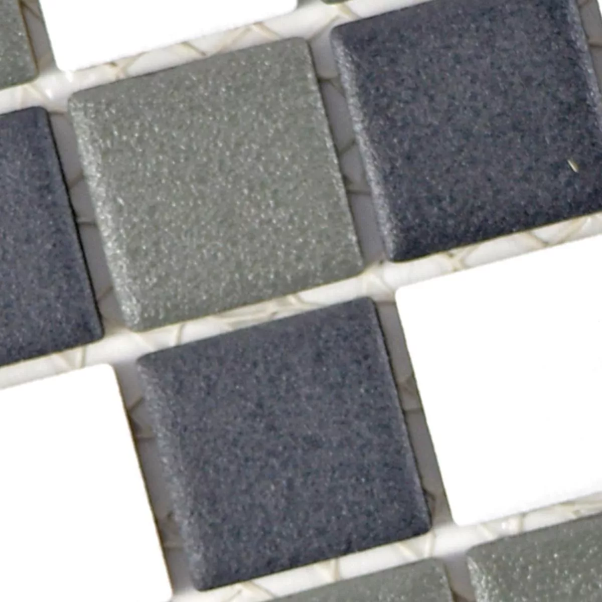 Muster von Keramik Mosaikfliesen Heinmot Schwarz Weiß Metall R10 Q25