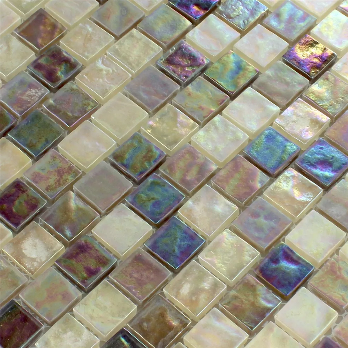 Mosaikfliesen Glas Perlmutt Effekt Creme