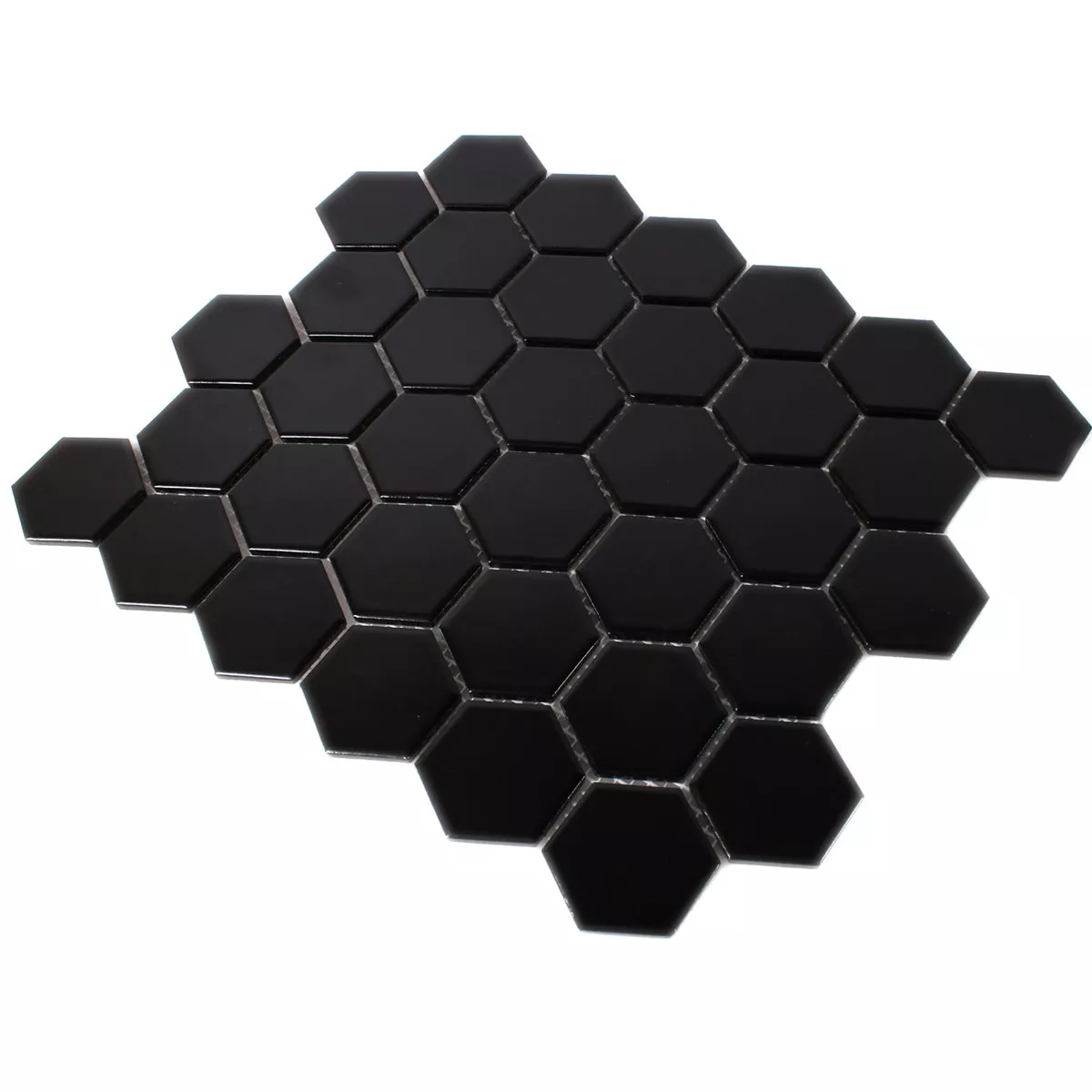 Mosaikfliesen Keramik Hexagon Schwarz Matt H51