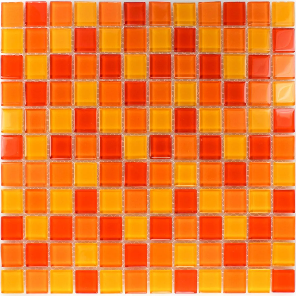 Mosaikfliesen Glas Rot Orange Gelb 25x25x4mm