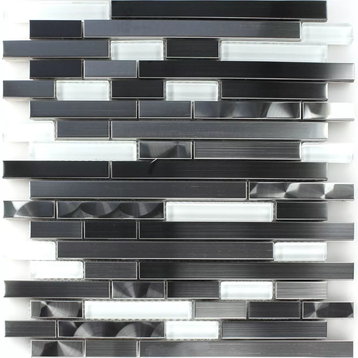 Mosaikfliesen Metall Glas Weiss Silber Sticks