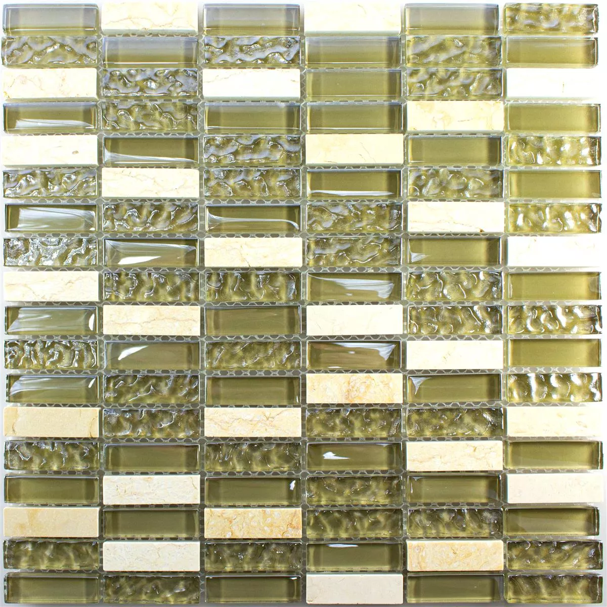 Glas Naturstein Mosaikfliese Mantra Beige