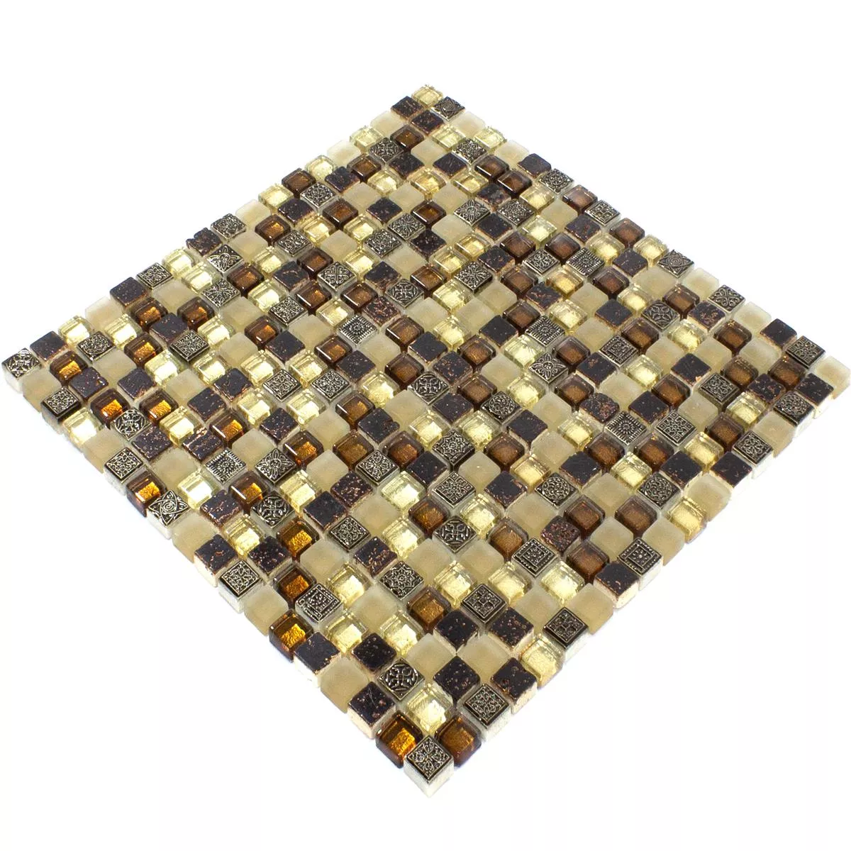 Muster von Glas Marmor Mosaikfliesen Kingsburg Braun Mix