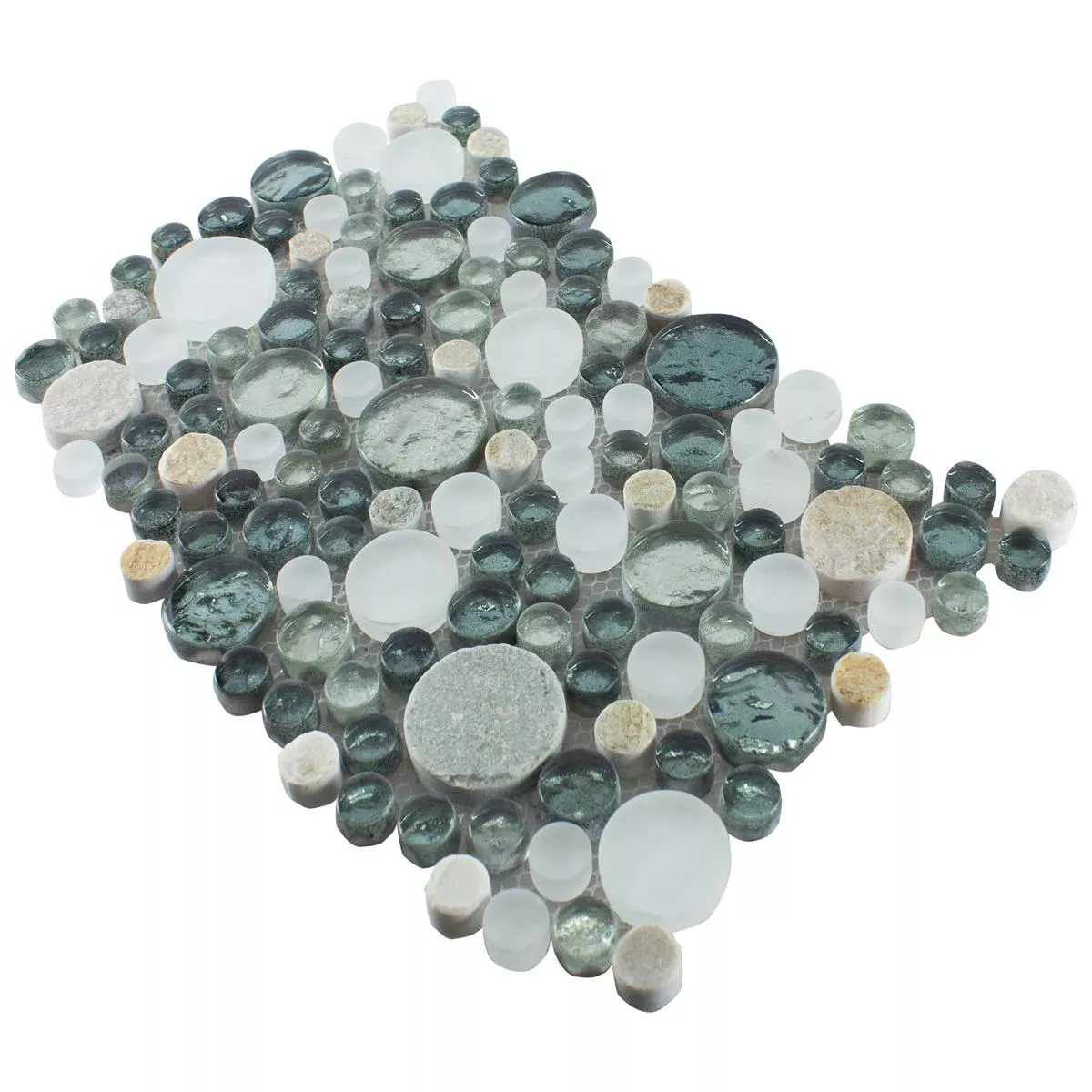 Glas Naturstein Mosaikfliesen Stonewater Grau Blau Mix