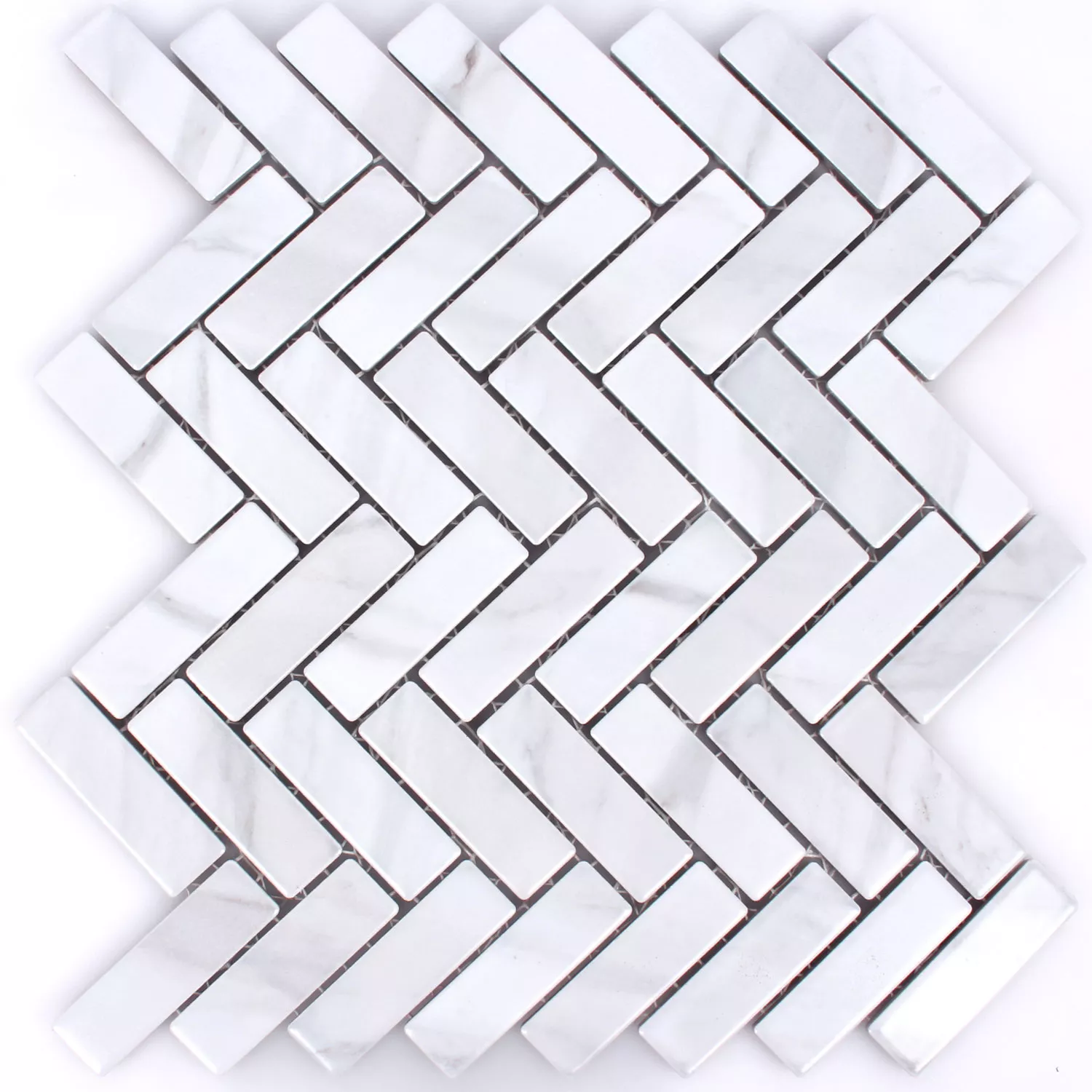Muster von Mosaikfliesen Keramik Rotilia Steinoptik Weiss