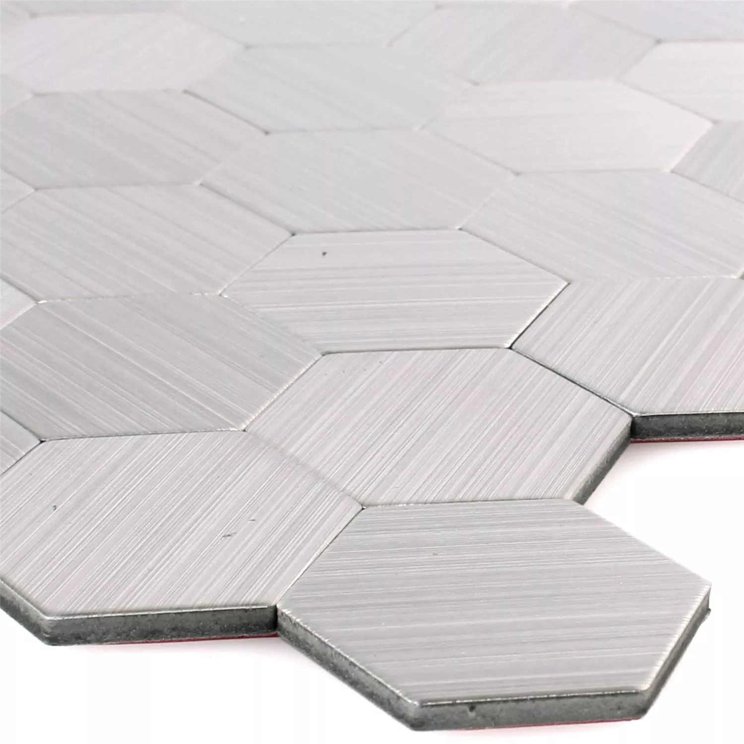 Mosaikfliesen Metall Selbstklebend Mikros Silber Hexagon