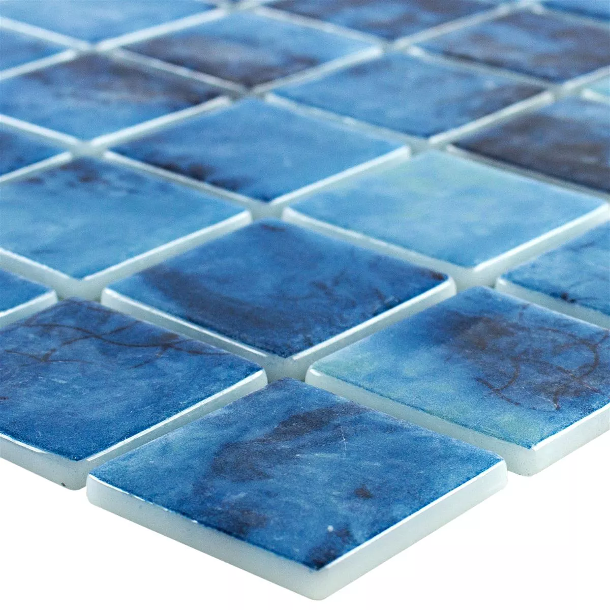 Glas Schwimmbad Mosaik Baltic Blau 38x38mm