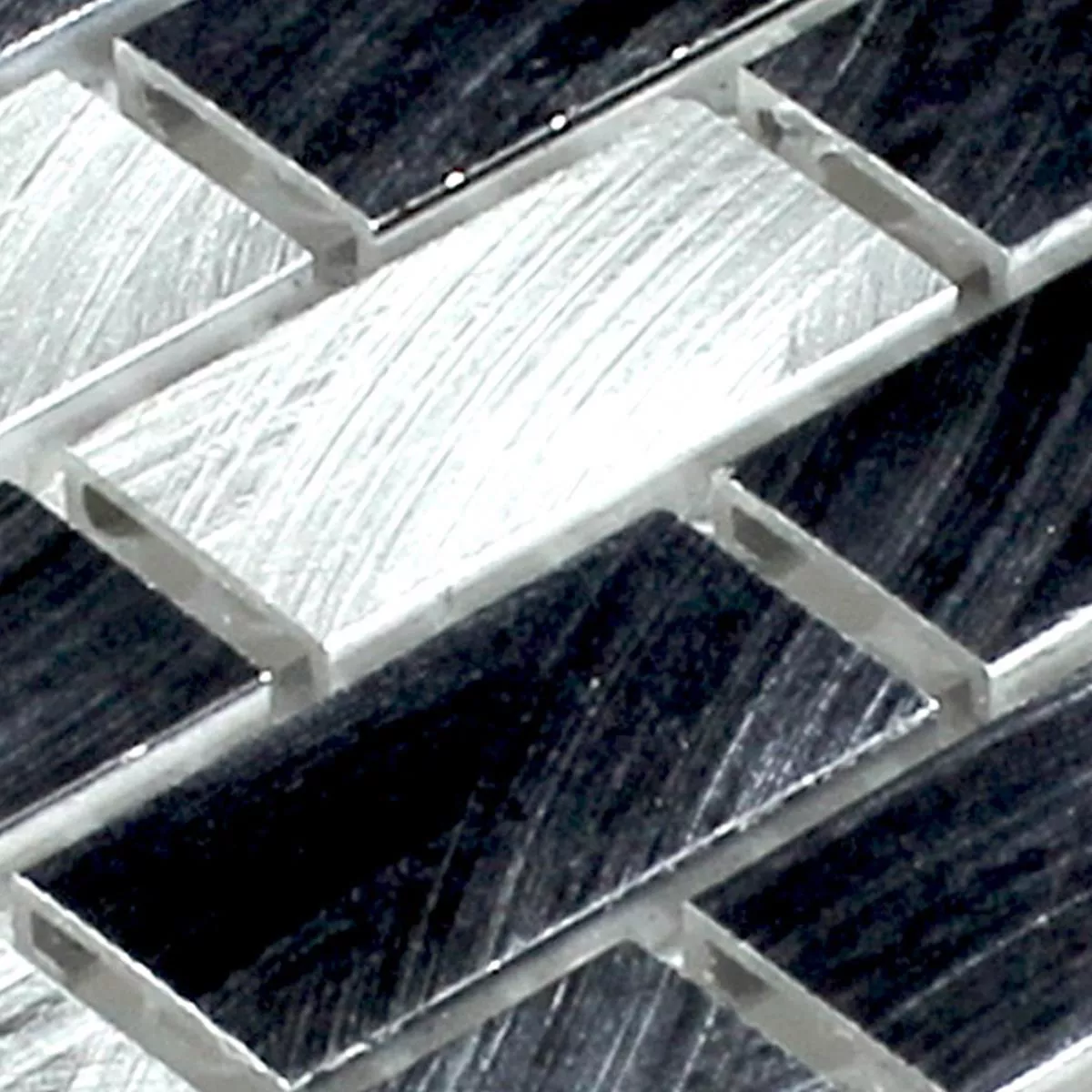Muster von Mosaikfliesen Aluminium Silber Schwarz 