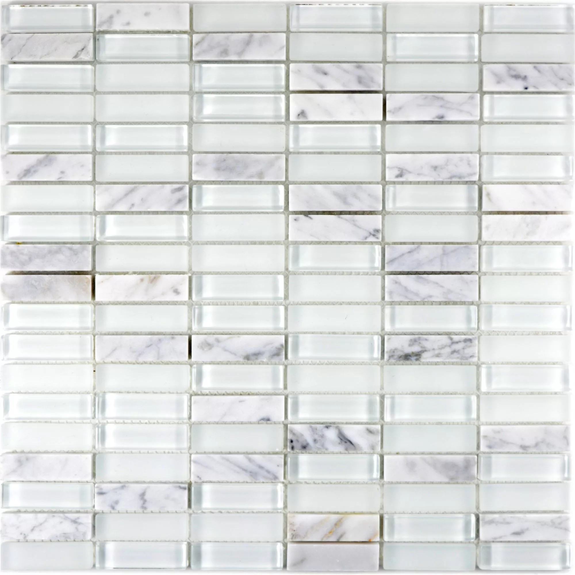 Muster von Glas Naturstein Mosaikfliesen Miya Weiß