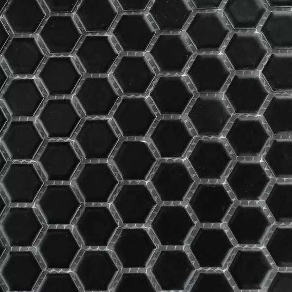Muster von Mosaikfliesen Keramik Hexagon Schwarz Matt H23