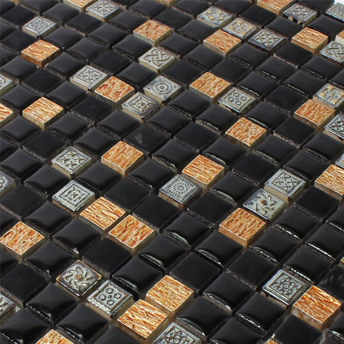 Muster von Naturstein Resin Ornament Mosaik Schwarz Kupfer