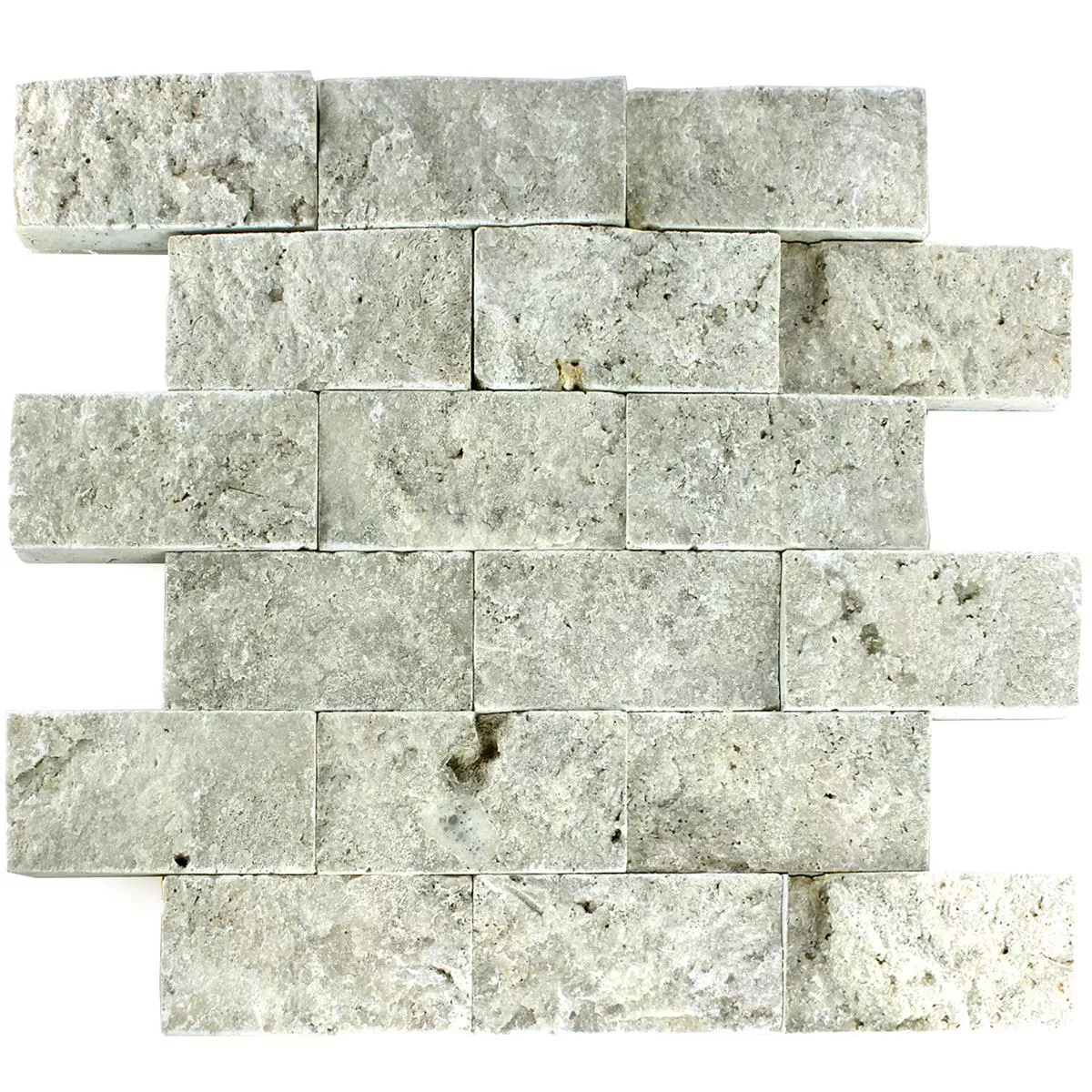 Muster von Mosaikfliesen Naturstein 3D Sumba Silver Brick